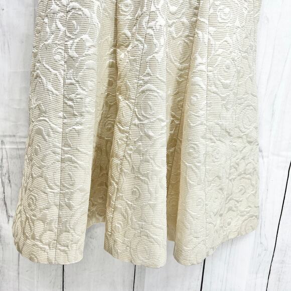 Erin Fetherston Sz 6 Cream Floral Jacquard Dress Mini Fit & Flare Sleeveless - Picture 5 of 8
